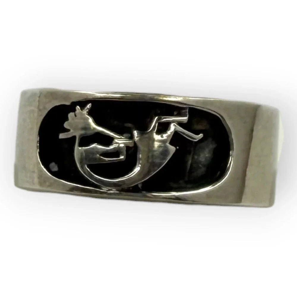 Vintage Kokopelli Band Ring Sterling Silver Size 10 Southwestern Motif